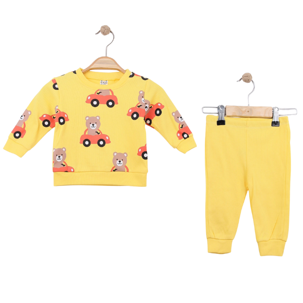 Fitilli Araba Desenli Erkek Bebe Takım